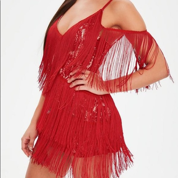 tassel red dress